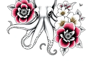 octopus and flowers tattoo idea