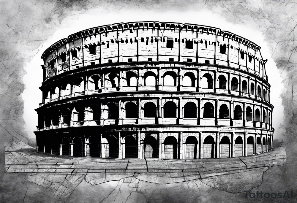 Weathered Roman colosseum tattoo idea