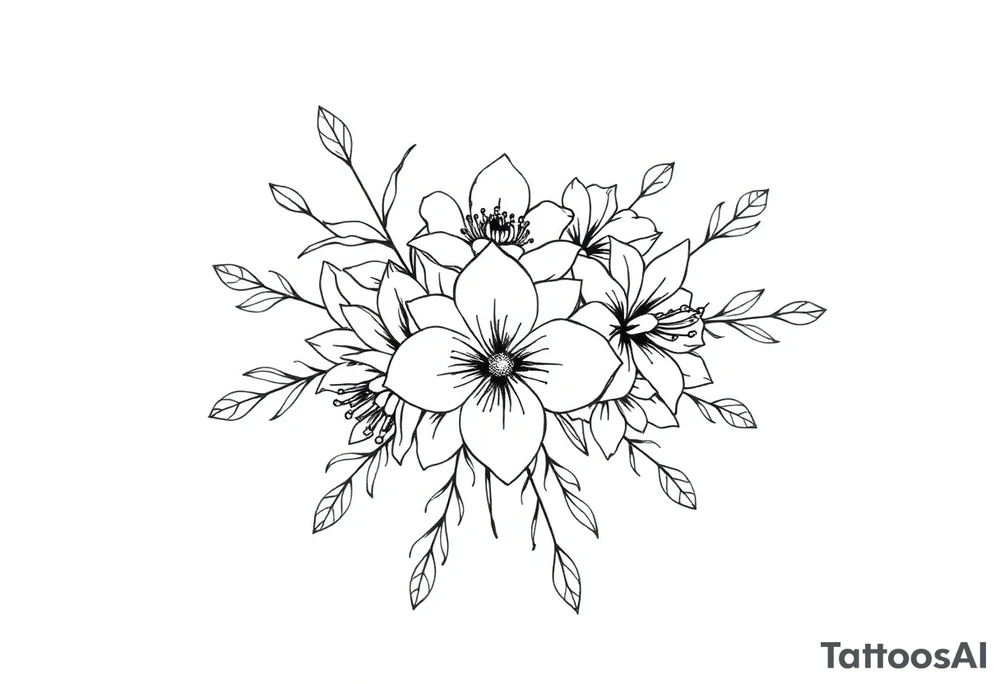 bouquet of flowers tattoo idea