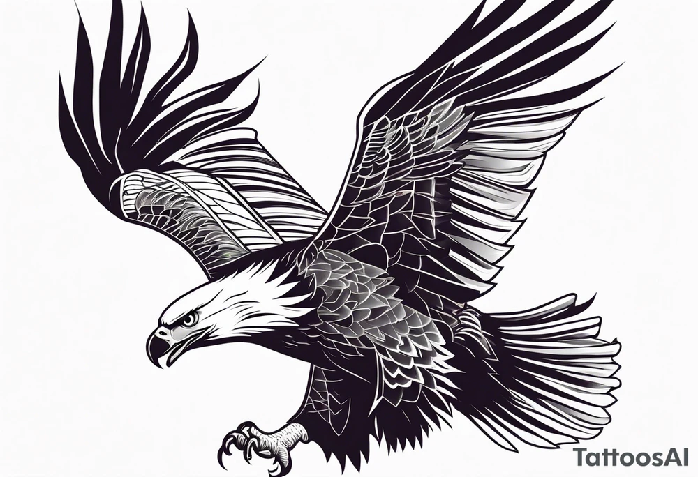 eagle full body fly vector tattoo idea