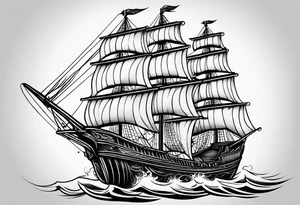 4 story wooden ship tattoo idea