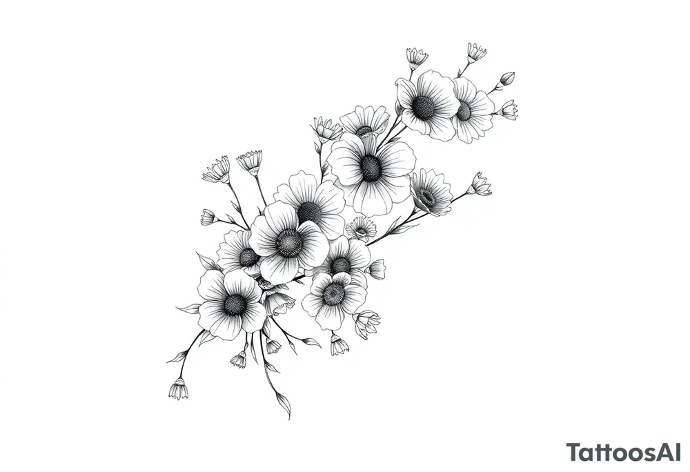 Full arm sleeve of Texas wildflowers tattoo idea