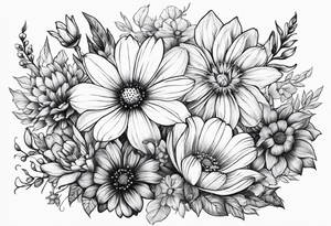 Wildflowers, smaller, vertical , half sleeve tattoo idea
