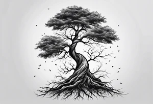 A tree with roots spreading out, symbolizing strength and grounding tattoo idea