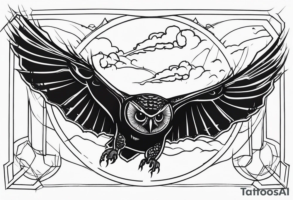 a scary black flying to the top tattoo idea