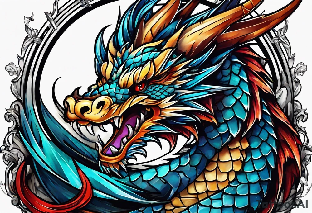 show me a tattoo design where there is a sword and a dragon wrapped around it tattoo idea