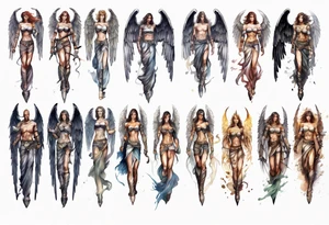 Full sleeve of a angel warrior tattoo idea