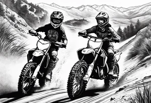 Sister and brother riding dirtbikes together tattoo idea