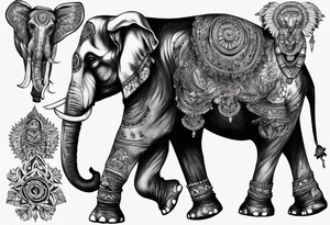 indian theme realistisk elephant tattoo idea
