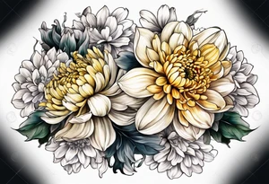 Chrysanthemum and Narcissus intertwined tattoo idea