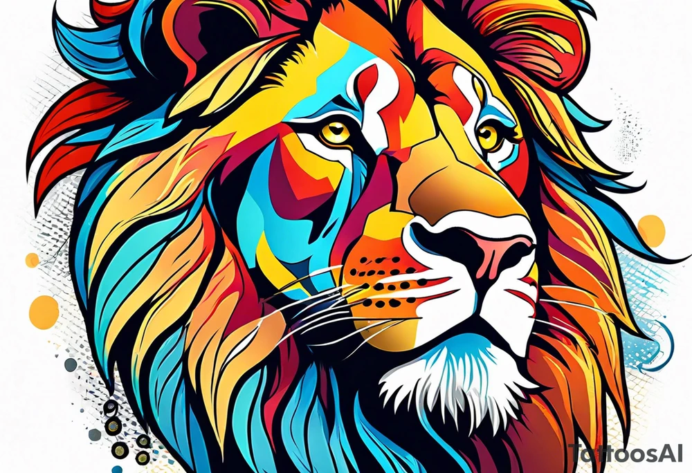 powerful majestic lion, close-up tattoo idea
