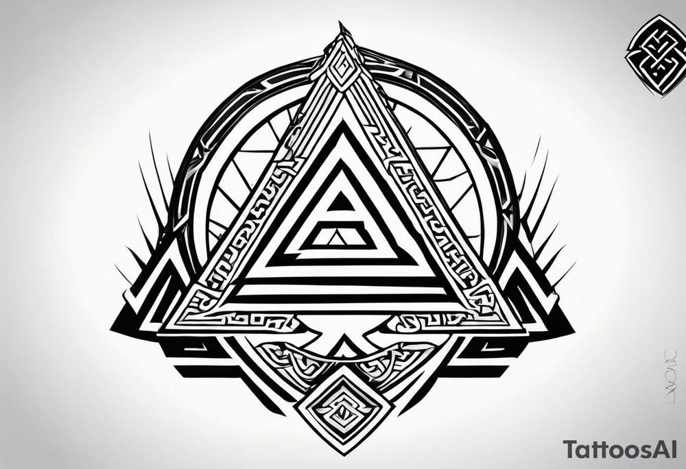 Valhalla shield sword valknut steps tattoo idea