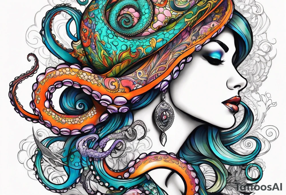 Half woman half octopus tattoo idea