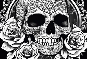 lady skull tattoo idea