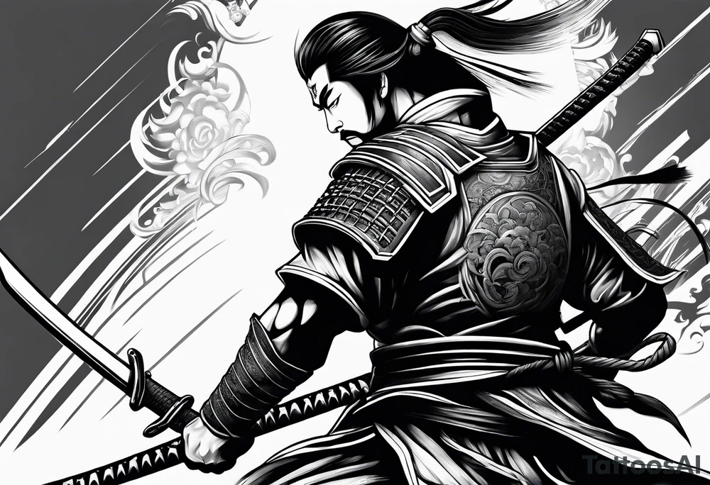 Samurai in battle tattoo idea