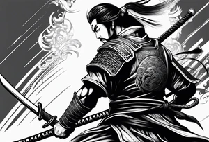 Samurai in battle tattoo idea
