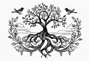 tree with roots and birds


old school vintage simple traditional design with vintage flowers surrounding
bold color simple tattoo idea