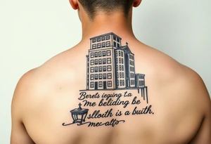 Building made out of with inspirational saying tattoo idea