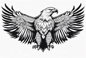 realistic eagle full body  sit face front closed wings tattoo idea