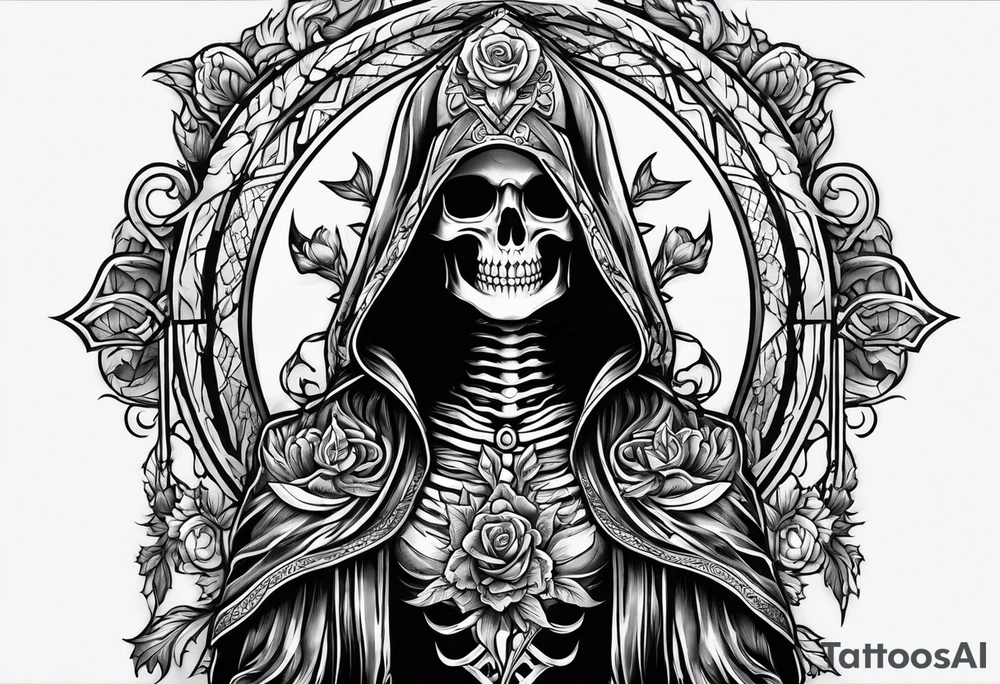 lady skeleton grim reaper satan tattoo idea