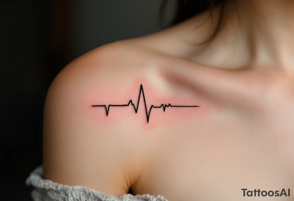 A simple black EKG line with a small white cross at the end, symbolizing strength through faith tattoo idea