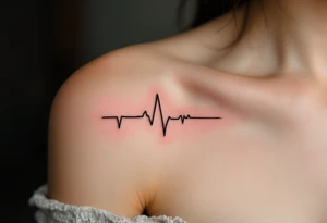 A simple black EKG line with a small white cross at the end, symbolizing strength through faith tattoo idea