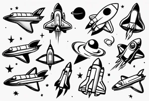 Super simple cartoon space shuttle tattoo idea