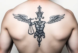 La justicia ciega junto a dos escorpiones tattoo idea