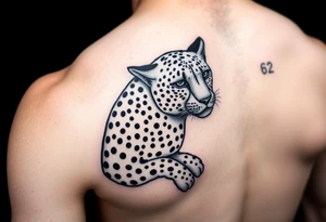 realistic cheetah on the side of the chest with the number 62 somewhere around it tattoo idea