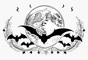 Moon and bats tattoo tattoo idea