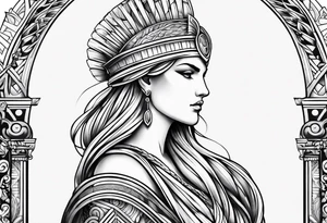 Athena Arm sleeve micorealistic tattoo idea