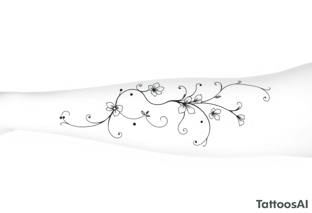 Swirly, art deco, filigree style entangled morning glory vine tattoo idea