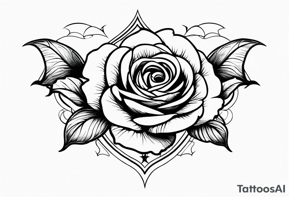 Gothic rose and bats tattoo tattoo idea