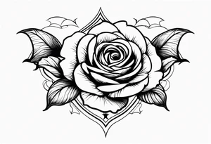 Gothic rose and bats tattoo tattoo idea