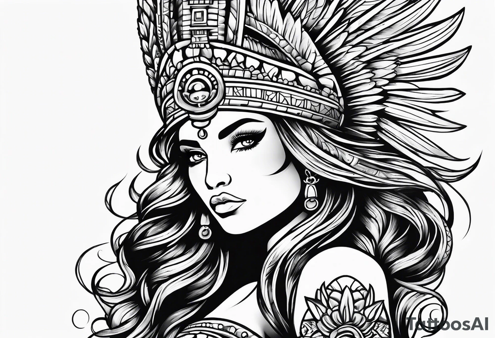 Aztec mermaid tattoo idea