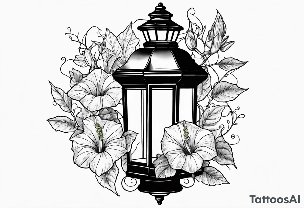 Lantern with morning glories tattoo idea