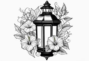 Lantern with morning glories tattoo idea