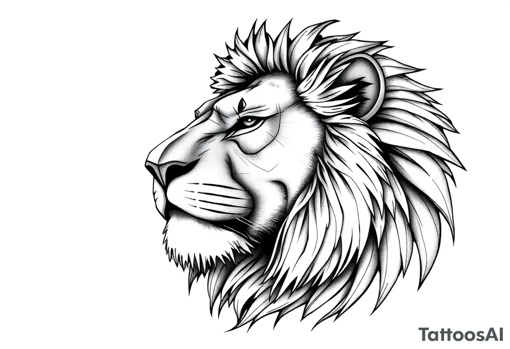 powerful majestic lion, close-up tattoo idea