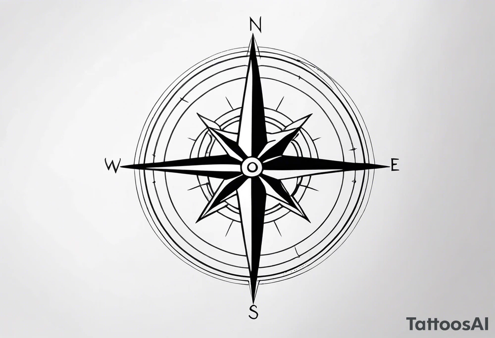 Compass, ocean on mid back tattoo idea