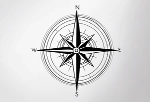 Compass, ocean on mid back tattoo idea