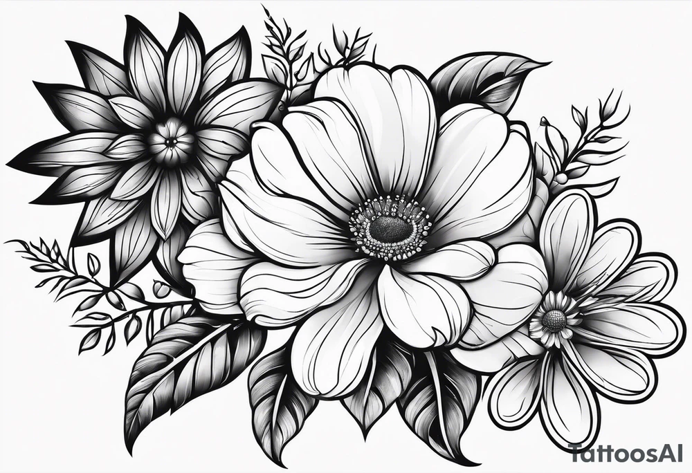 Flower paw print tattoo idea