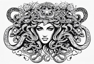 Medusa gorgon, snakes instead of hair, like stone tattoo idea