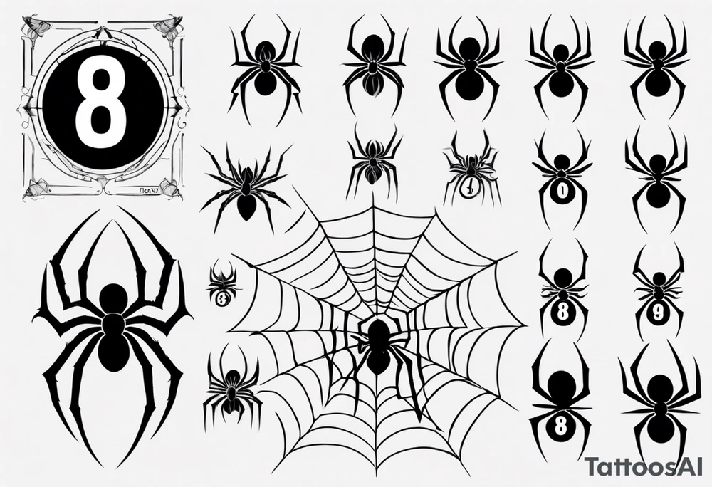Spider with the number 8 on its back tattoo idea