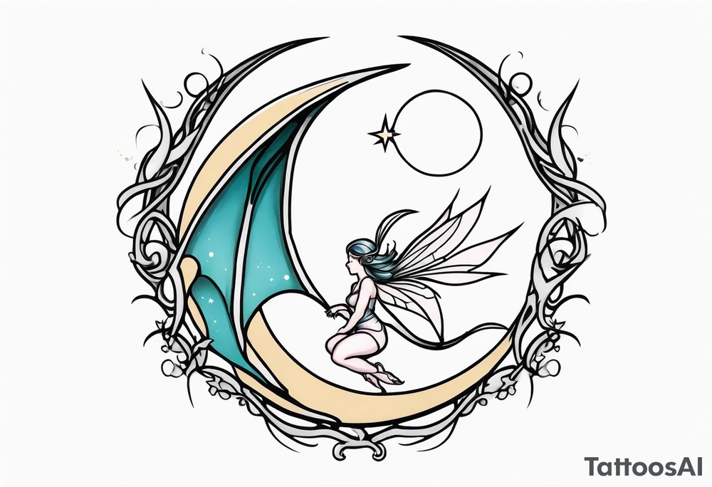 Moon fairy dragon tattoo idea