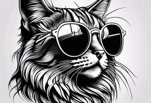 cat sunglasses tattoo idea