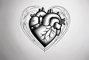Name Christian Peterson inside a heart with minimalist urban design tattoo idea