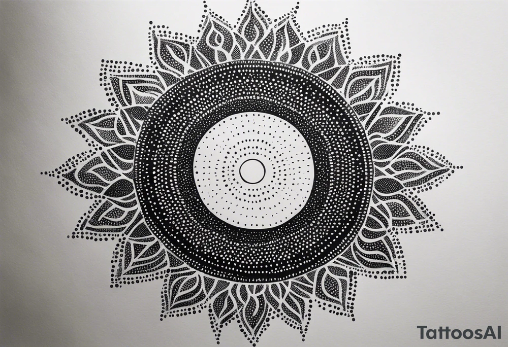 simple sun made of black dots and circles tattoo idea