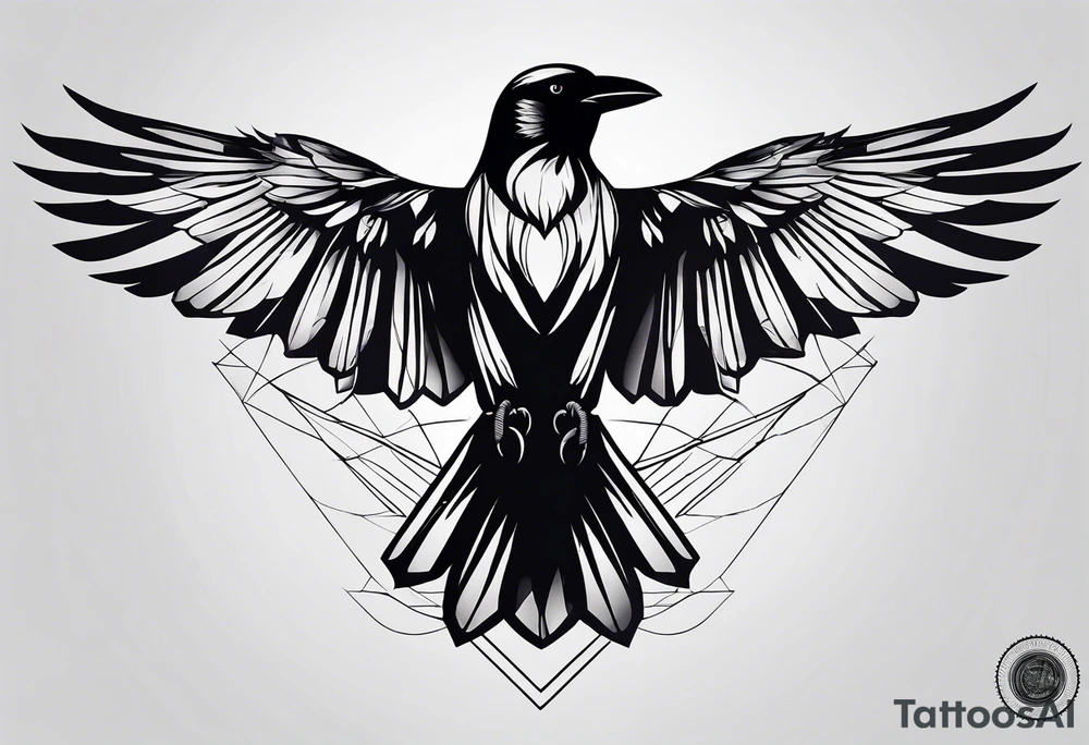 outlines of a crow with open wings tattoo idea