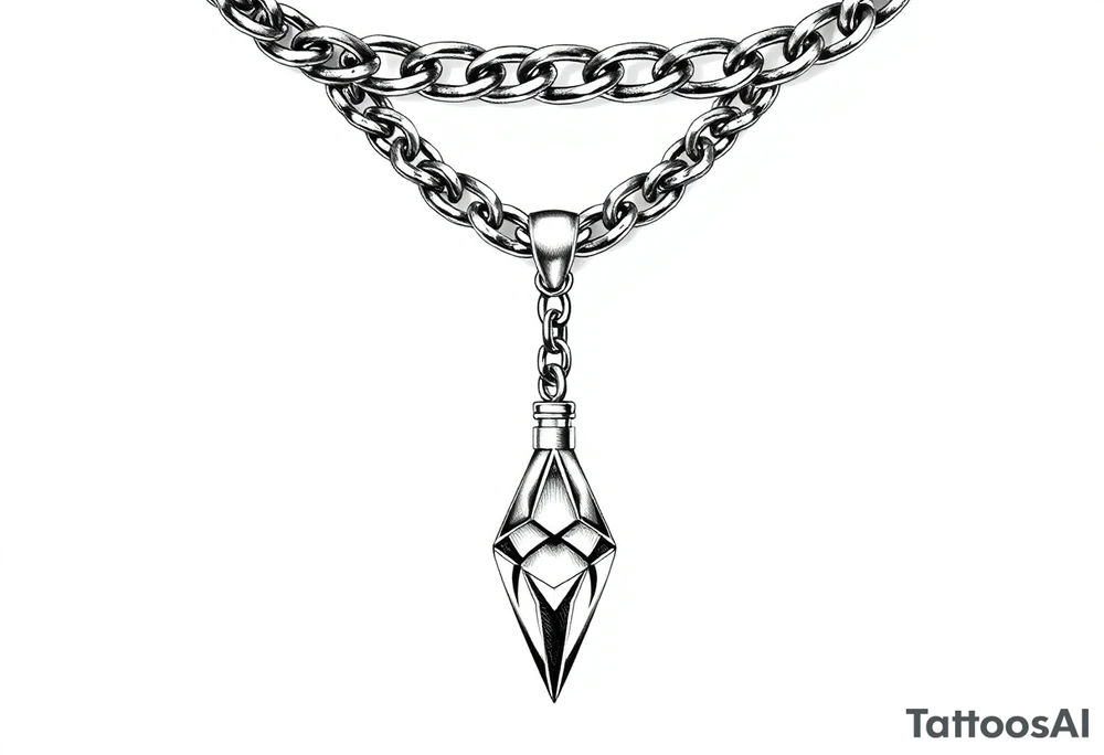 Iced out Cuban link chain with 23 pendant hanging tattoo idea