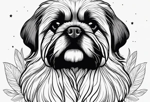 The contour of the face of a pekingese with shih tzu mixed race god. Nothing besides the face. As minimalist as possible. More minimalist! Make it a one line drawing. tattoo idea